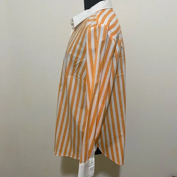 Talbots Vibrant Orange and White Striped Shirt - Picture 3 of 11